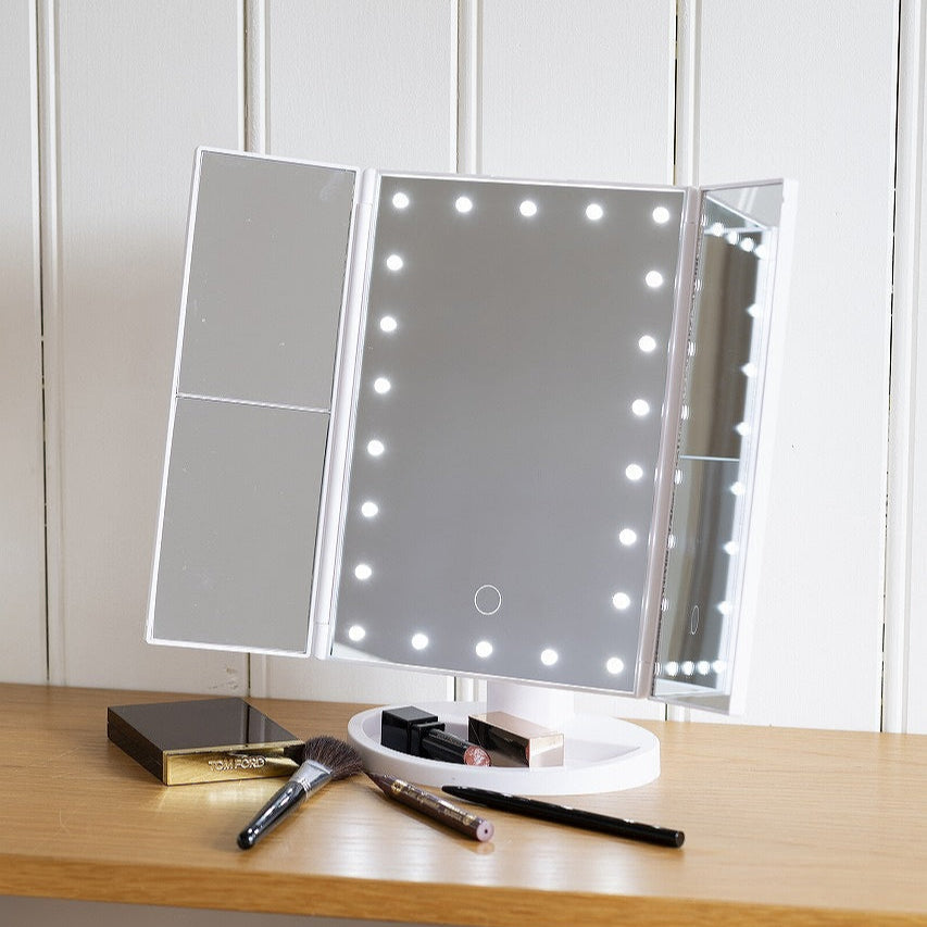 三面鏡 ライト付き ホワイト セール】LEDライト付き三面鏡（ミラー）｜EMOOR（エムール）の