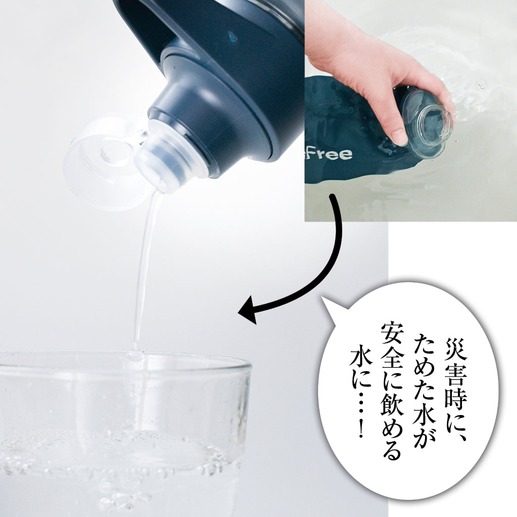 驚きの浄水ボトル！アウトドアにも防災にも　ビーフリーAC 1.0L ブルー